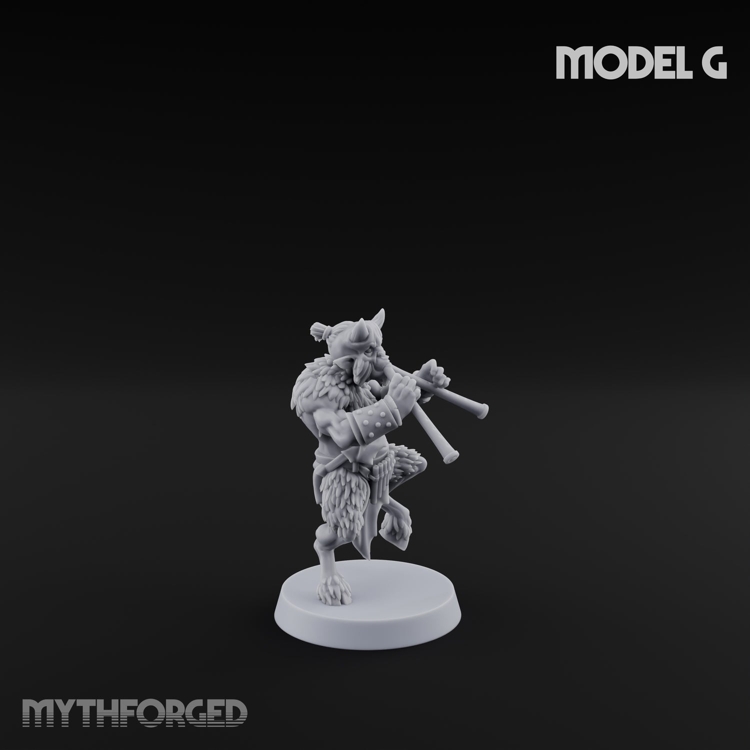 Horn Blowing Rally Satyr Warband G Miniature for Dungeons and Dragons, Pathfinder or other TTRPGs