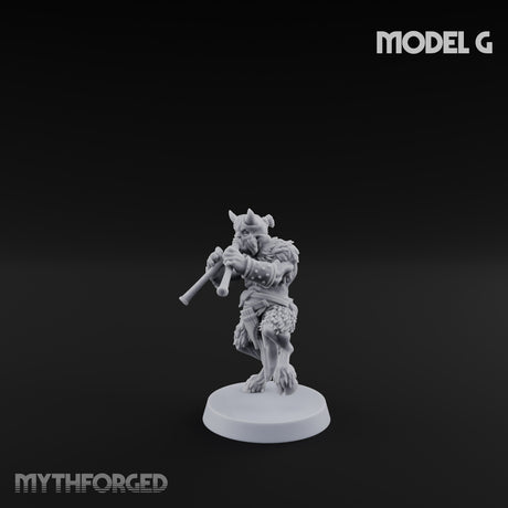Horn Blowing Rally Satyr Warband G Miniature for Dungeons and Dragons, Pathfinder or other TTRPGs