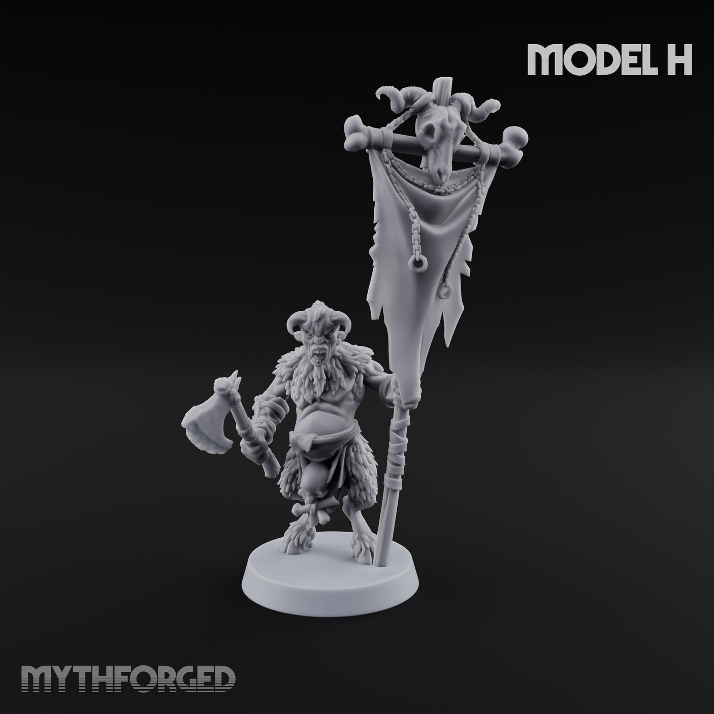 Horn Blowing Rally Satyr Warband Miniature for Dungeons and Dragons, Pathfinder or other TTRPGs