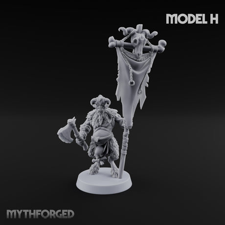 Horn Blowing Rally Satyr Warband Miniature for Dungeons and Dragons, Pathfinder or other TTRPGs