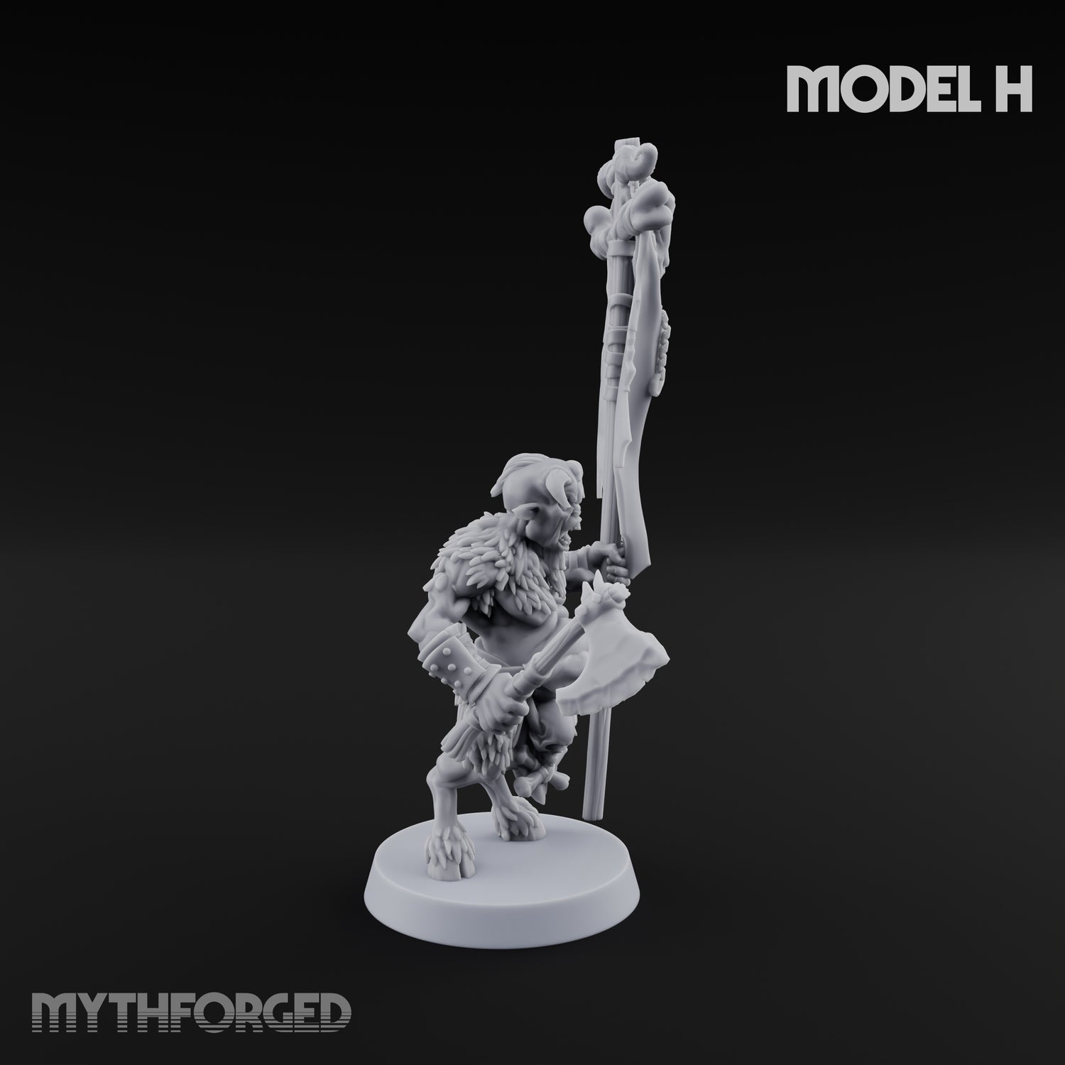 Horn Blowing Rally Satyr Warband H Miniature for Dungeons and Dragons, Pathfinder or other TTRPGs