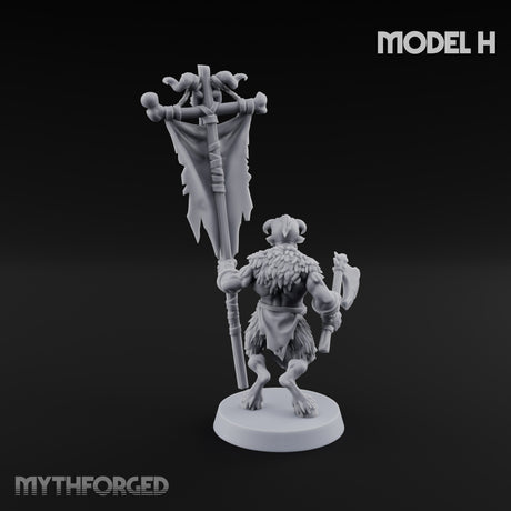 Horn Blowing Rally Satyr Warband H Miniature for Dungeons and Dragons, Pathfinder or other TTRPGs