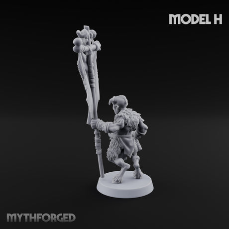 Horn Blowing Rally Satyr Warband H Miniature for Dungeons and Dragons, Pathfinder or other TTRPGs