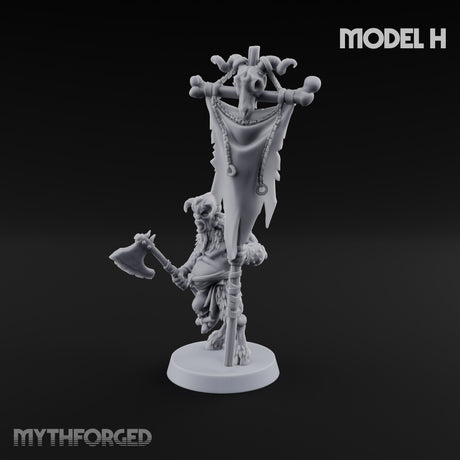Horn Blowing Rally Satyr Warband H Miniature for Dungeons and Dragons, Pathfinder or other TTRPGs