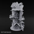 Scaffold-Laden Timber-Topped Wizard Tower Miniature for Dungeons and Dragons, Pathfinder or other TTRPGs