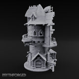 Scaffold-Laden Timber-Topped Wizard Tower Miniature for Dungeons and Dragons, Pathfinder or other TTRPGs