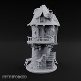 Scaffold-Laden Timber-Topped Wizard Tower Miniature for Dungeons and Dragons, Pathfinder or other TTRPGs