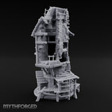 Scaffold-Laden Timber-Topped Wizard Tower Miniature for Dungeons and Dragons, Pathfinder or other TTRPGs