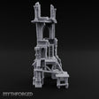 Scaffold-Wrapped Spire-Cleaved Gothic Tower Ruins Miniature for Dungeons and Dragons, Pathfinder or other TTRPGs
