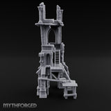 Scaffold-Wrapped Spire-Cleaved Gothic Tower Ruins Miniature for Dungeons and Dragons, Pathfinder or other TTRPGs