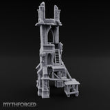 Scaffold-Wrapped Spire-Cleaved Gothic Tower Ruins Miniature for Dungeons and Dragons, Pathfinder or other TTRPGs