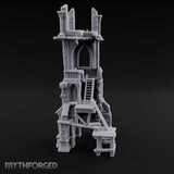 Scaffold-Wrapped Spire-Cleaved Gothic Tower Ruins Miniature for Dungeons and Dragons, Pathfinder or other TTRPGs