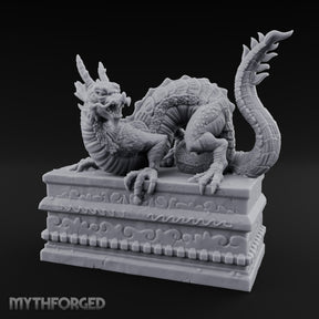 Scale-Coiled Claw-Gripping Eastern Dragon Statue Miniature for Dungeons and Dragons, Pathfinder or other TTRPGs