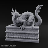 Scale-Coiled Claw-Gripping Eastern Dragon Statue Miniature for Dungeons and Dragons, Pathfinder or other TTRPGs