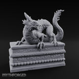 Scale-Coiled Claw-Gripping Eastern Dragon Statue Miniature for Dungeons and Dragons, Pathfinder or other TTRPGs