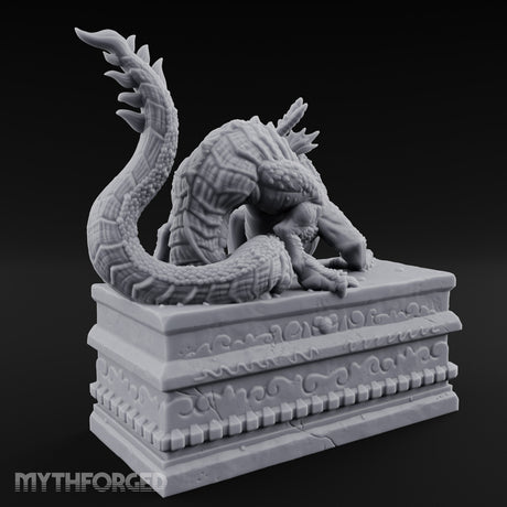 Scale-Coiled Claw-Gripping Eastern Dragon Statue Miniature for Dungeons and Dragons, Pathfinder or other TTRPGs