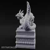 Scale-Coiled Claw-Gripping Eastern Dragon Statue Miniature for Dungeons and Dragons, Pathfinder or other TTRPGs