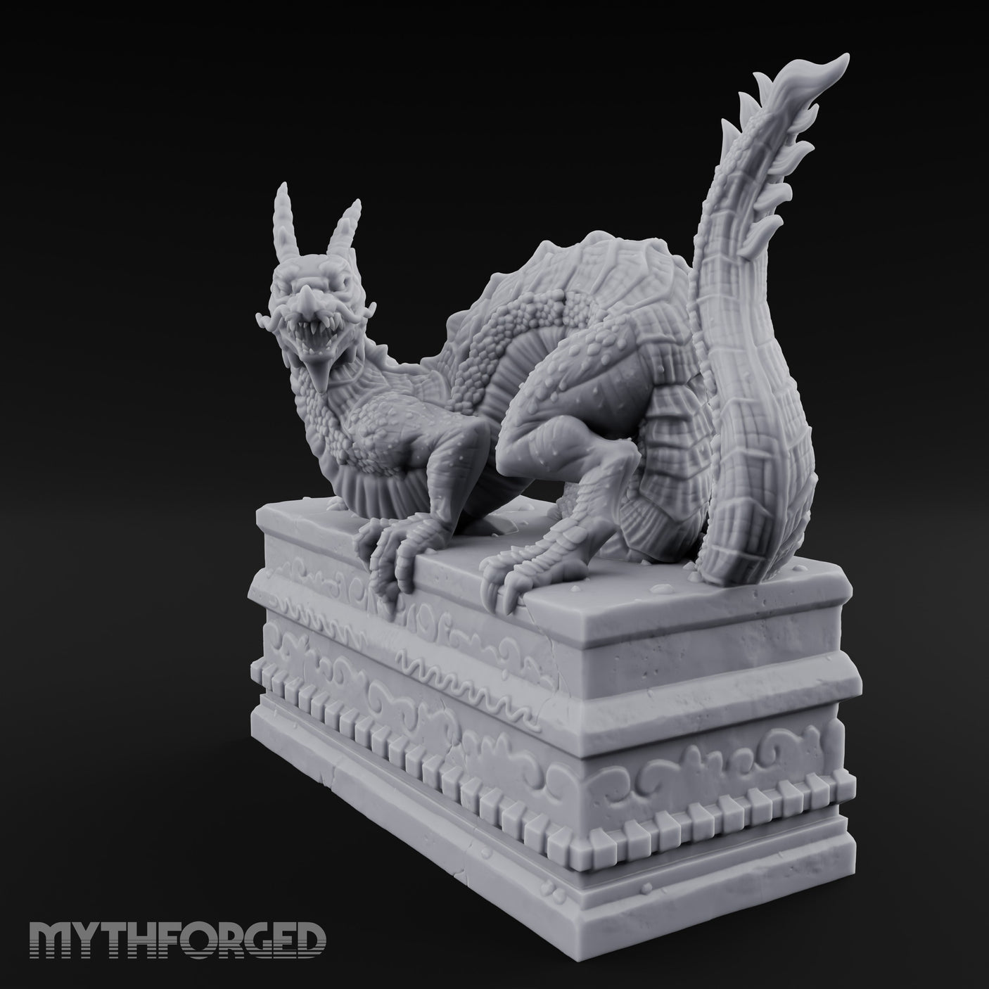 Scale-Coiled Claw-Gripping Eastern Dragon Statue Miniature for Dungeons and Dragons, Pathfinder or other TTRPGs