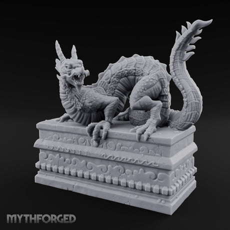 Scale-Coiled Claw-Gripping Eastern Dragon Statue Miniature for Dungeons and Dragons, Pathfinder or other TTRPGs