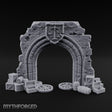 Scales-Crested Cobblestone-Framed Market Archway with Scatter Miniature for Dungeons and Dragons, Pathfinder or other TTRPGs