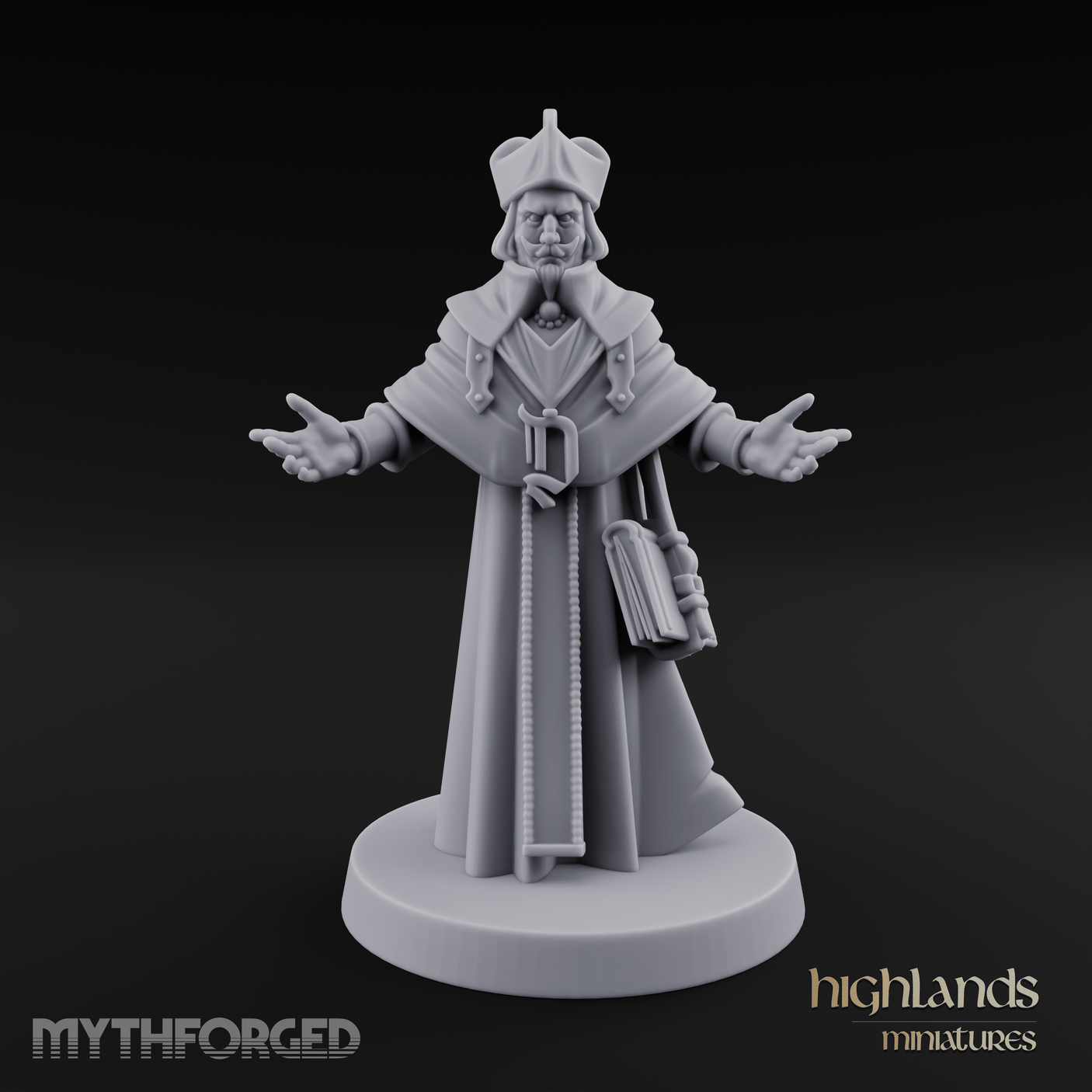 Arms Spread Wide Preaching Human Cleric Miniature for Dungeons and Dragons, Pathfinder or other TTRPGs