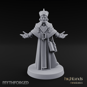 Arms Spread Wide Preaching Human Cleric Miniature for Dungeons and Dragons, Pathfinder or other TTRPGs