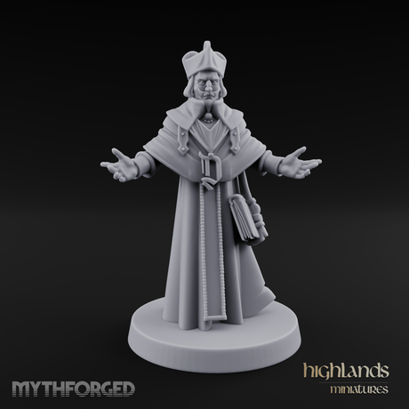 Arms Spread Wide Preaching Human Cleric Miniature for Dungeons and Dragons, Pathfinder or other TTRPGs