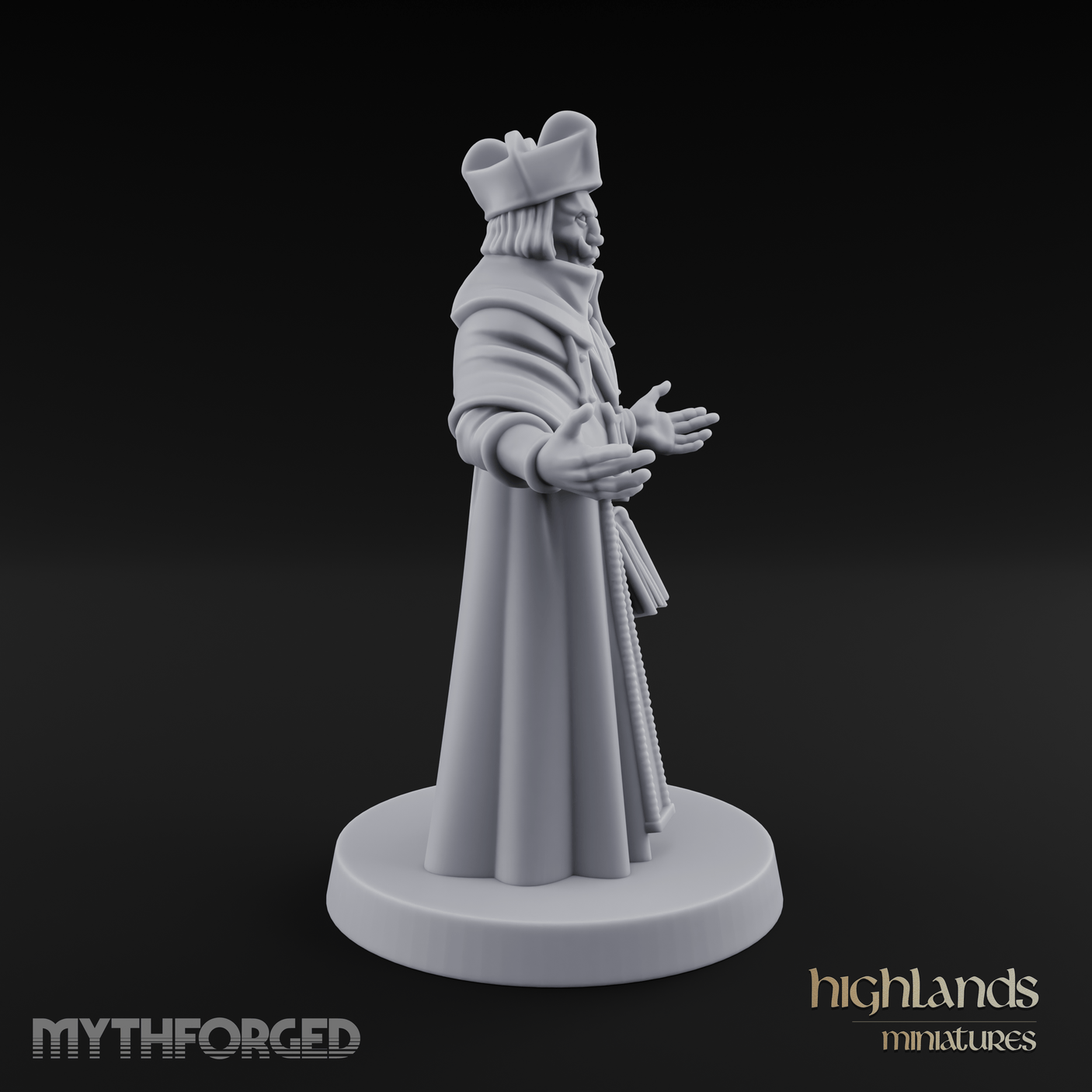 Arms Spread Wide Preaching Human Cleric Miniature for Dungeons and Dragons, Pathfinder or other TTRPGs