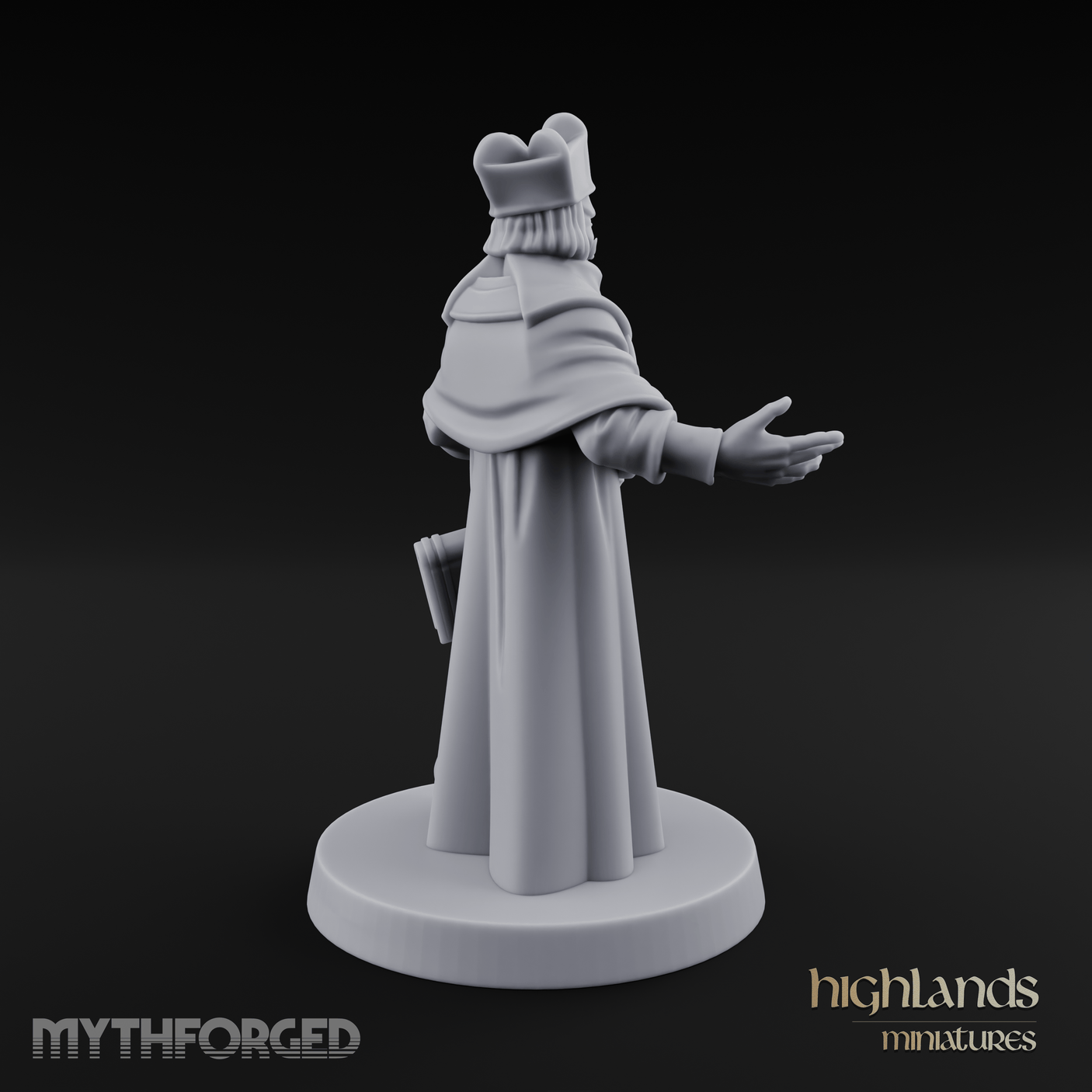 Arms Spread Wide Preaching Human Cleric Miniature for Dungeons and Dragons, Pathfinder or other TTRPGs