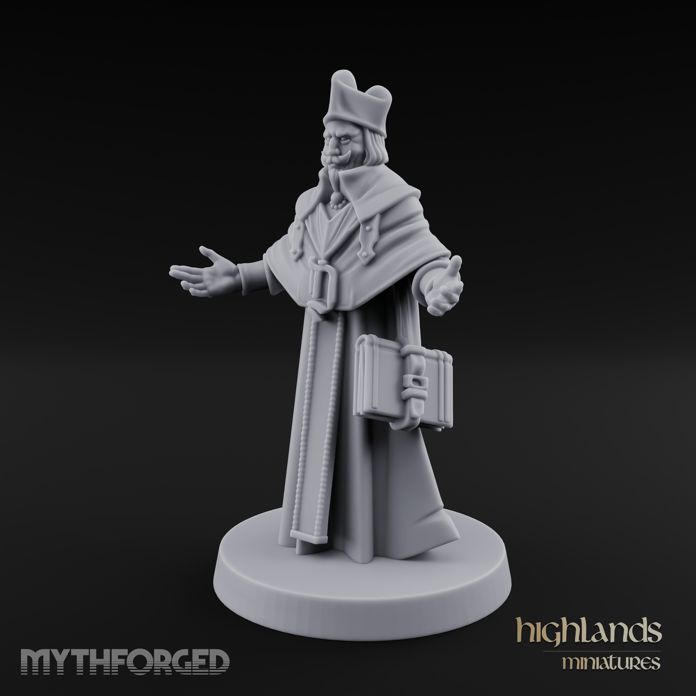 Arms Spread Wide Preaching Human Cleric Miniature for Dungeons and Dragons, Pathfinder or other TTRPGs
