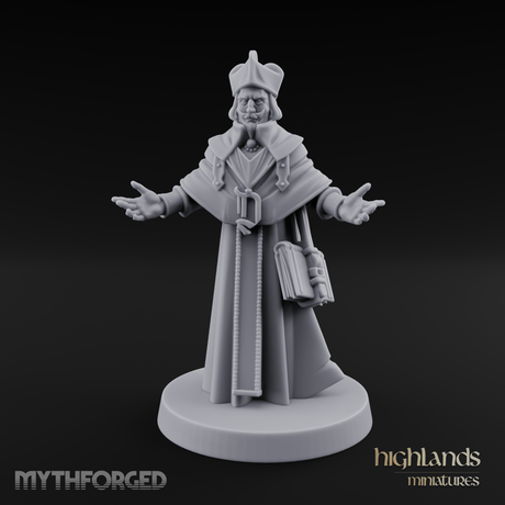 Arms Spread Wide Preaching Human Cleric Miniature for Dungeons and Dragons, Pathfinder or other TTRPGs