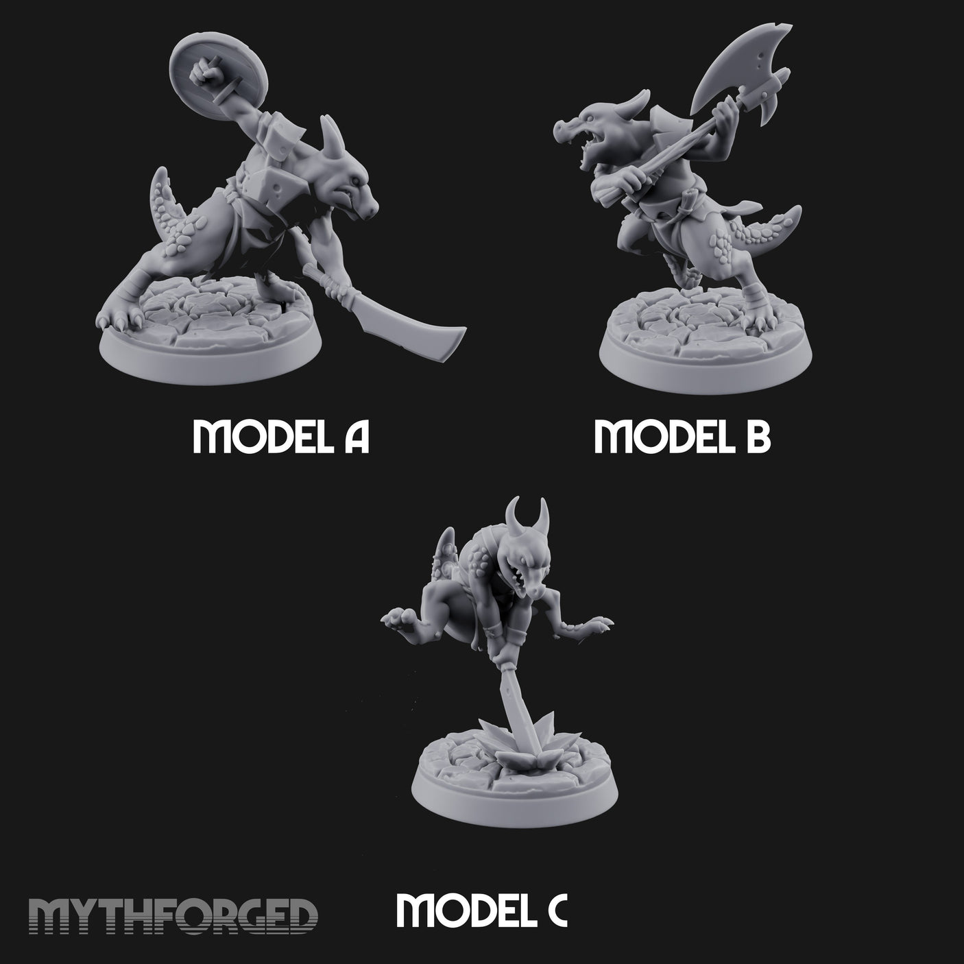 Scrapping And Clawing Kobold Warriors Miniature for Dungeons and Dragons, Pathfinder or other TTRPGs