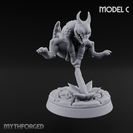 Scrapping And Clawing Kobold Warriors Miniature for Dungeons and Dragons, Pathfinder or other TTRPGs