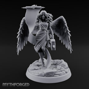 Scroll And Hammer Bearing Angel Herald Miniature for Dungeons and Dragons, Pathfinder or other TTRPGs