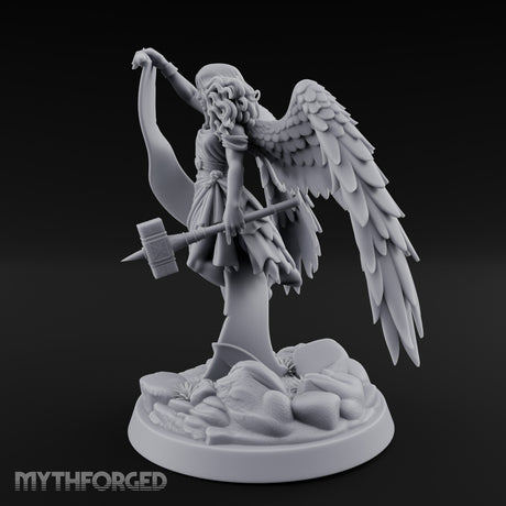 Scroll And Hammer Bearing Angel Herald Miniature for Dungeons and Dragons, Pathfinder or other TTRPGs