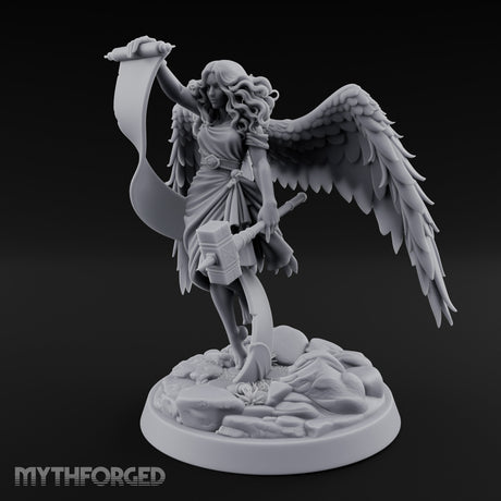 Scroll And Hammer Bearing Angel Herald Miniature for Dungeons and Dragons, Pathfinder or other TTRPGs
