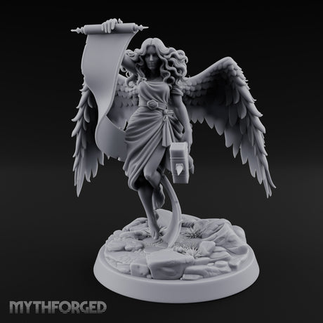 Scroll And Hammer Bearing Angel Herald Miniature for Dungeons and Dragons, Pathfinder or other TTRPGs