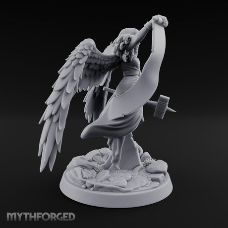 Scroll And Hammer Bearing Angel Herald Miniature for Dungeons and Dragons, Pathfinder or other TTRPGs