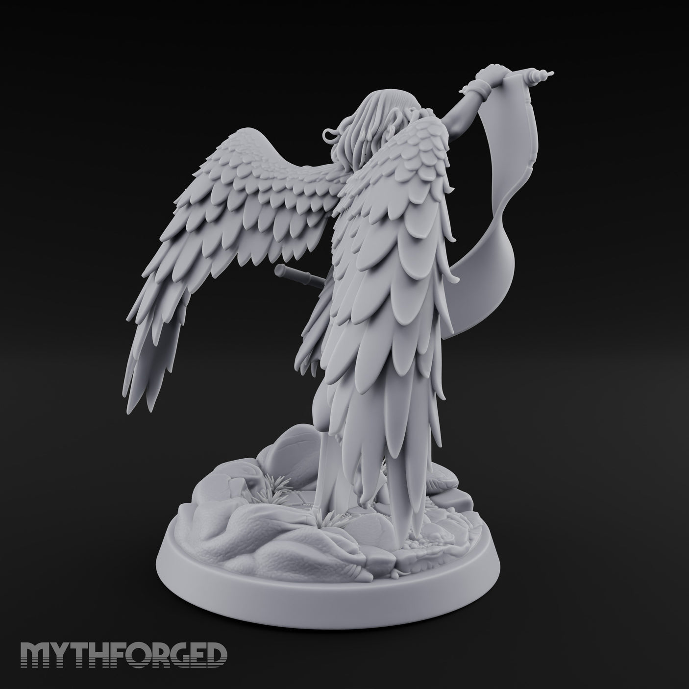 Scroll And Hammer Bearing Angel Herald Miniature for Dungeons and Dragons, Pathfinder or other TTRPGs