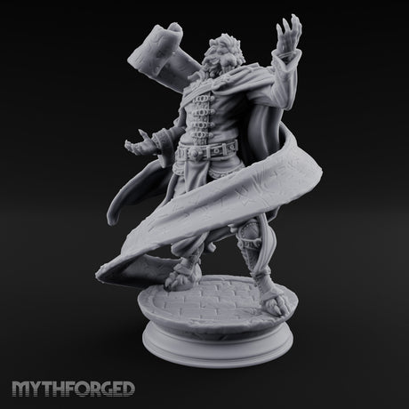 Scroll Brandishing Leonin Sorcerer Miniature for Dungeons and Dragons, Pathfinder or other TTRPGs