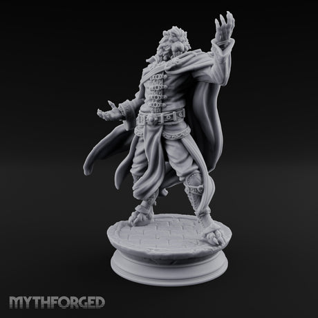 Scroll Brandishing Leonin Sorcerer Miniature for Dungeons and Dragons, Pathfinder or other TTRPGs