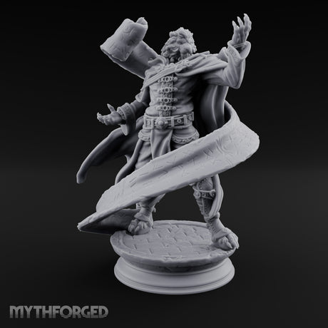 Scroll Brandishing Leonin Sorcerer Miniature for Dungeons and Dragons, Pathfinder or other TTRPGs