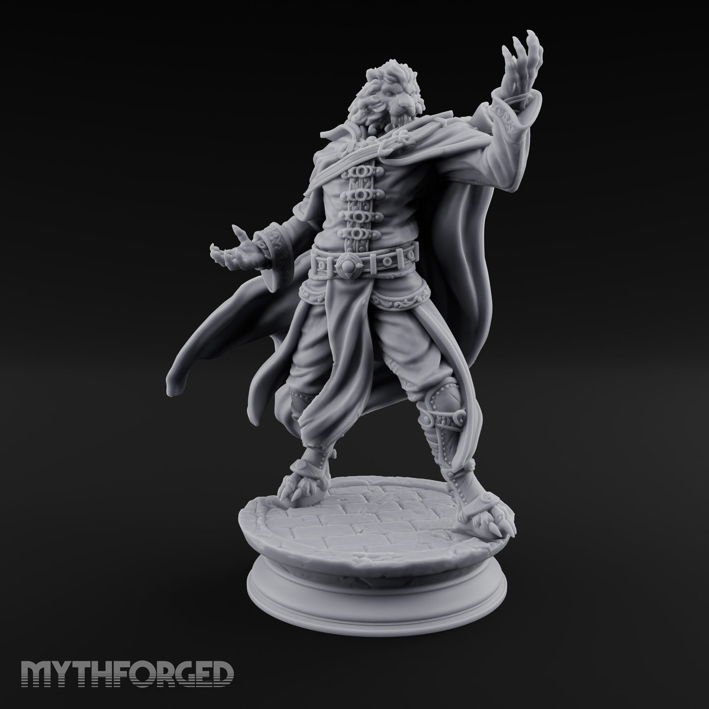 Scroll Brandishing Leonin Sorcerer Miniature for Dungeons and Dragons, Pathfinder or other TTRPGs