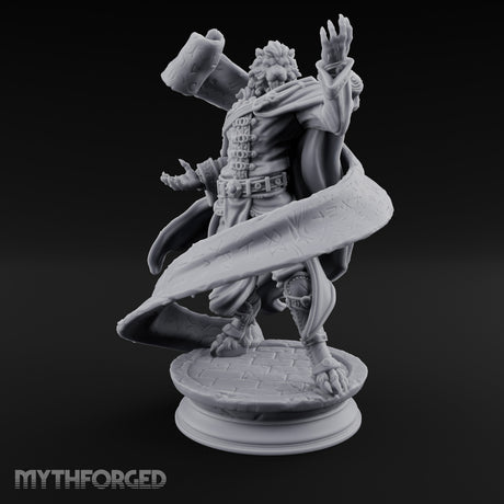 Scroll Brandishing Leonin Sorcerer Miniature for Dungeons and Dragons, Pathfinder or other TTRPGs