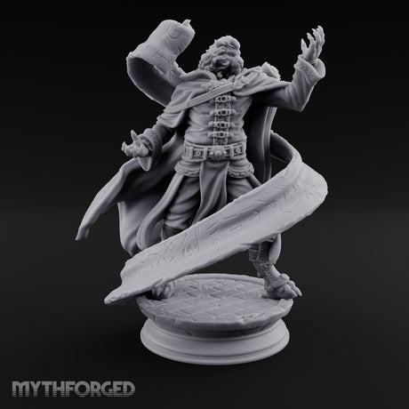 Scroll Brandishing Leonin Sorcerer Miniature for Dungeons and Dragons, Pathfinder or other TTRPGs