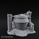 Scroll-Carved Straw-Nestled Cracked Urn Scene Miniature for Dungeons and Dragons, Pathfinder or other TTRPGs