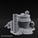 Scroll-Carved Straw-Nestled Cracked Urn Scene Miniature for Dungeons and Dragons, Pathfinder or other TTRPGs