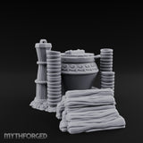Scroll-Carved Straw-Nestled Cracked Urn Scene Miniature for Dungeons and Dragons, Pathfinder or other TTRPGs