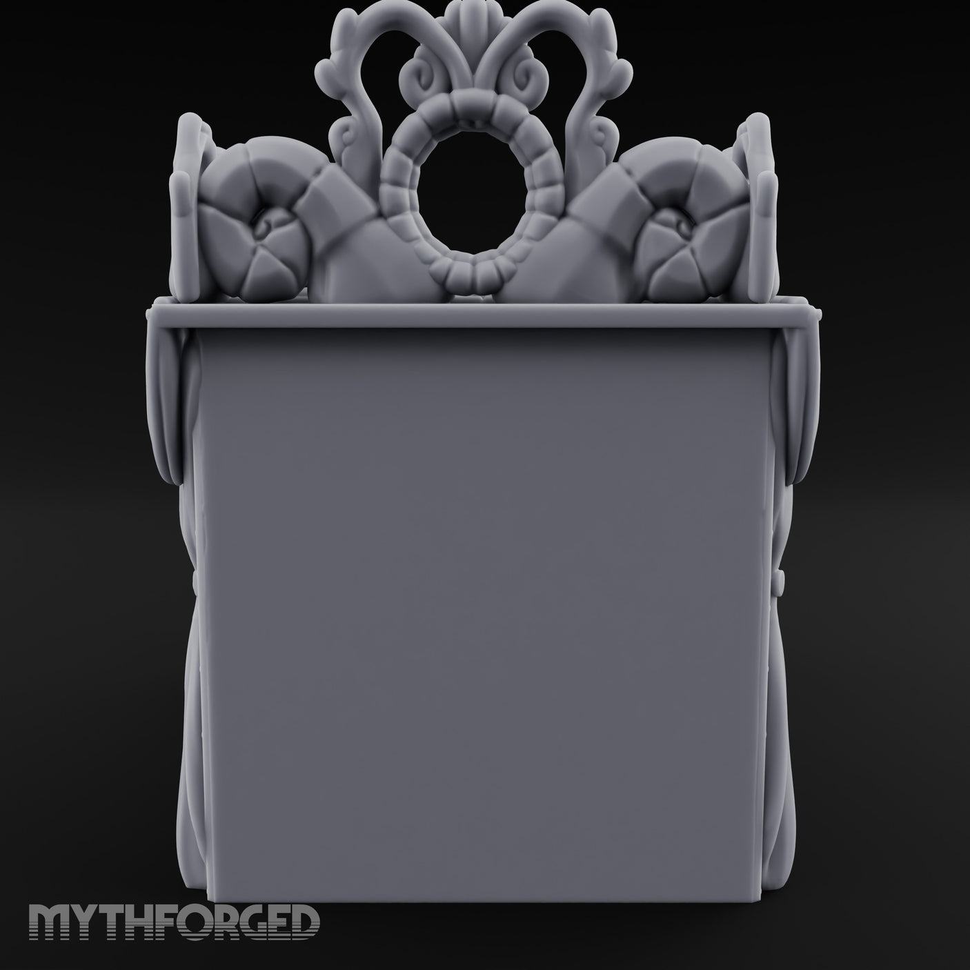 Scroll-Carved Tasseled-Canopy Noble Four-Poster Bed Miniature for Dungeons and Dragons, Pathfinder or other TTRPGs