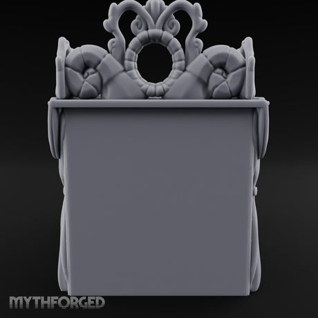 Scroll-Carved Tasseled-Canopy Noble Four-Poster Bed Miniature for Dungeons and Dragons, Pathfinder or other TTRPGs